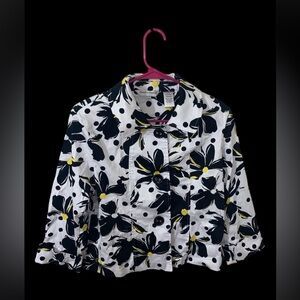 Drapers & Damons Unlined Floral Cotton Jacket Black White Yellow PM